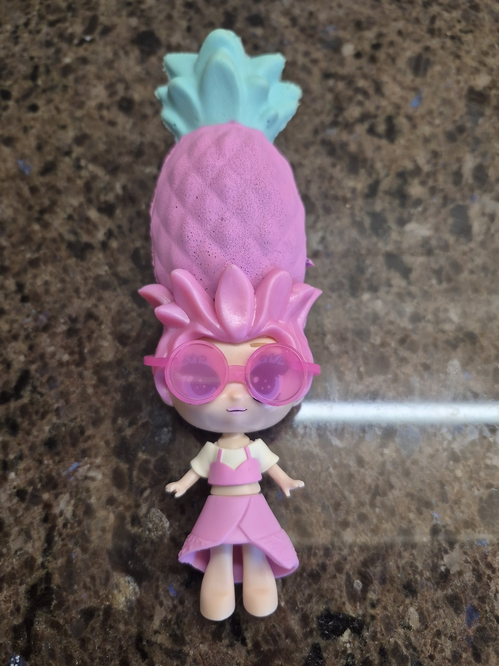 Blume Surprise Doll Removable Clothes Pineapple Figure Teal Pink Hair 6" Squishy